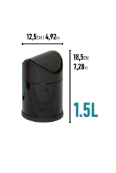 Eforeca Siyah 1,5L Düz/Smooth Classic Swing Çöp Kovası - 2