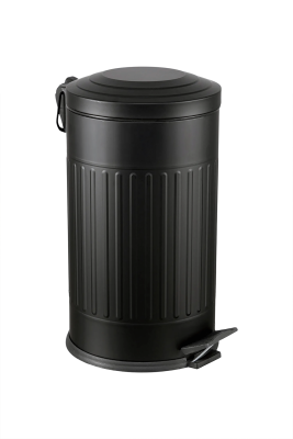 Eforeca Siyah 16L Çizgili/Grooved Retro Çöp Kovası - 1