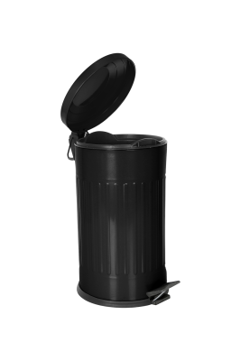 Eforeca Siyah 16L Çizgili/Grooved Retro Çöp Kovası - 2