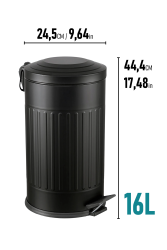Eforeca Siyah 16L Çizgili/Grooved Retro Çöp Kovası - 3
