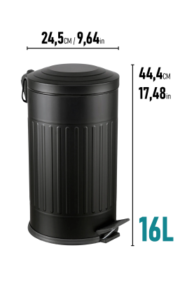 Eforeca Siyah 16L Çizgili/Grooved Retro Çöp Kovası - 3