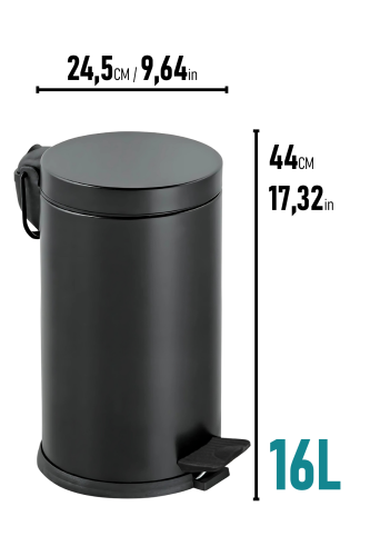 Eforeca Siyah 16L Düz/Smooth Classic Çöp Kovası - 2
