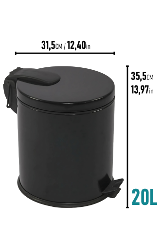 Eforeca Siyah 20L Düz/Smooth Classic Çöp Kovası - 2