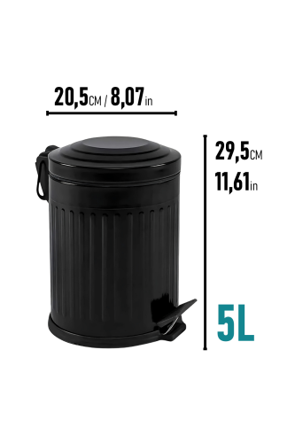 Eforeca Siyah 5L Çizgili/Grooved Retro 2'li Banyo Seti - 2