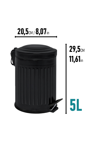 Eforeca Siyah 5L Çizgili/Grooved Retro 4'lü Banyo Seti - 2