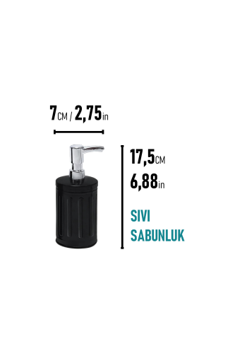 Eforeca Siyah 5L Çizgili/Grooved Retro 4'lü Banyo Seti - 4