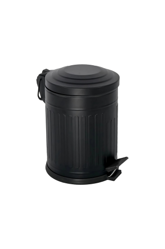 Eforeca Siyah 5L Çizgili/Grooved Retro Çöp Kovası - 1