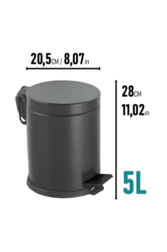 Eforeca Siyah 5L Düz/Smooth Classic Çöp Kovası - 2