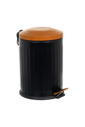 Eforeca Siyah-Ahşap 12L Çizgili/Grooved Retro Wood Çöp Kovası - 1