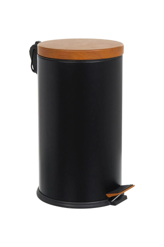 Eforeca Siyah-Ahşap 16L Düz/Smooth Classic Wood Çöp Kovası - 1
