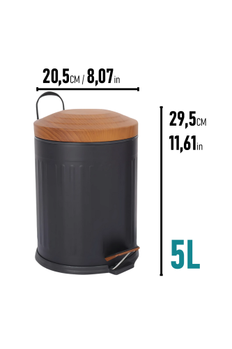 Eforeca Siyah-Ahşap 5L Çizgili/Grooved Retro Wood 2'li Banyo Seti - 2