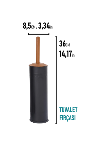 Eforeca Siyah-Ahşap 5L Çizgili/Grooved Retro Wood 2'li Banyo Seti - 3