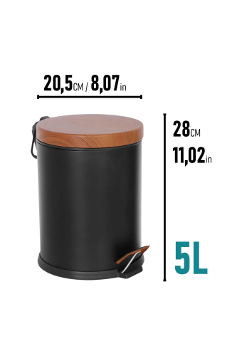 Eforeca Siyah-Ahşap 5L Düz/Smooth Classic Wood 2'li Banyo Seti - 2