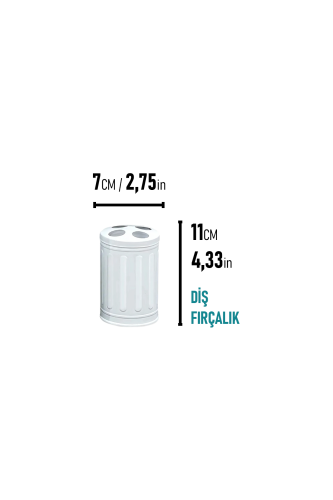 Eforeca White 5L Çizgili/Grooved Retro 4-Piece Bathroom Set - 5